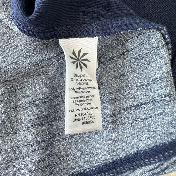 Athleta Half Zip Up Fitted Pullover Heather Blue Womens Medium Reflective Pocket - Picture 8 of 11